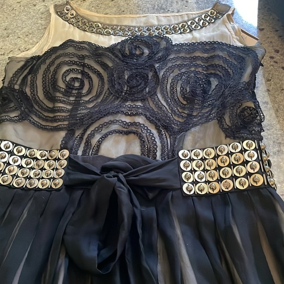 Vintage Black Silk Dress With Embroidery & Silver Accents - Picture 13 of 15
